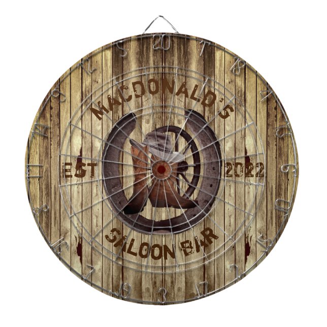 Rustic western saloon bar dart board (Front)