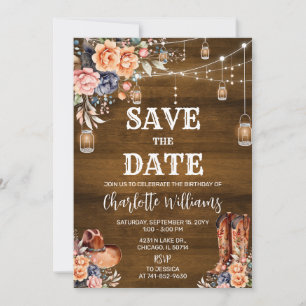 Rustic Western Save the Date Birthday Party Invitation