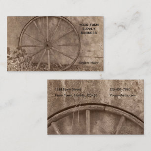 Rustic Western Sepia Tone Country Wagon Wheel Business Card