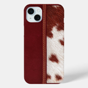 Rustic Western Simulated Leather & Cowhide iPhone 15 Mini Case