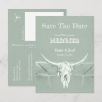 Rustic Western Skull Sage Green Save The Date