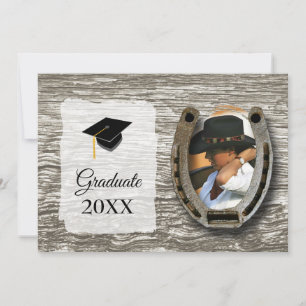 Rustic Western-style with Photo Graduation Invitation