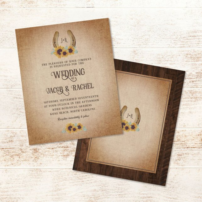 Rustic Western Sunflowers Wedding Invitation (Creator Uploaded)