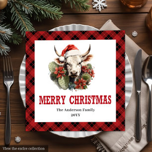 Rustic Western Tartan Christmas Party Napkins