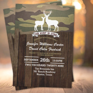 Rustic Western The Hunt Is Over Camouflage Wedding Invitation