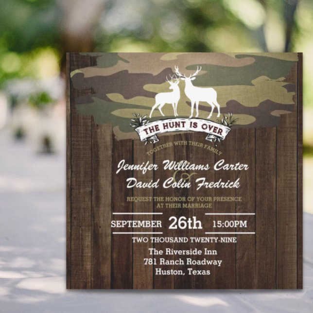 Rustic Western The Hunt Is Over Camouflage Wedding Invitation (Rustic Western The Hunt Is Over Camouflage Wedding Invitation)