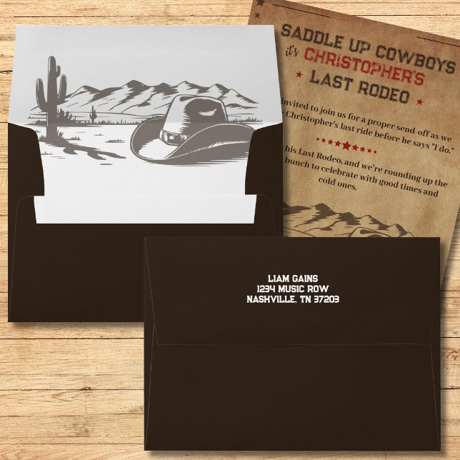 Rustic Western-Themed  Envelope (Vintage Last Rodeo Rustic Cowboy Bachelor Party Envelopes)