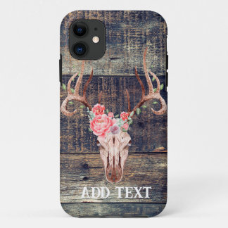 Rustic Western Turquoise Wood Deer Skull Case-Mate iPhone Case