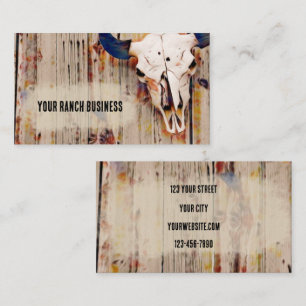 Rustic Western Vintage Brown Bull Skull Art Business Card