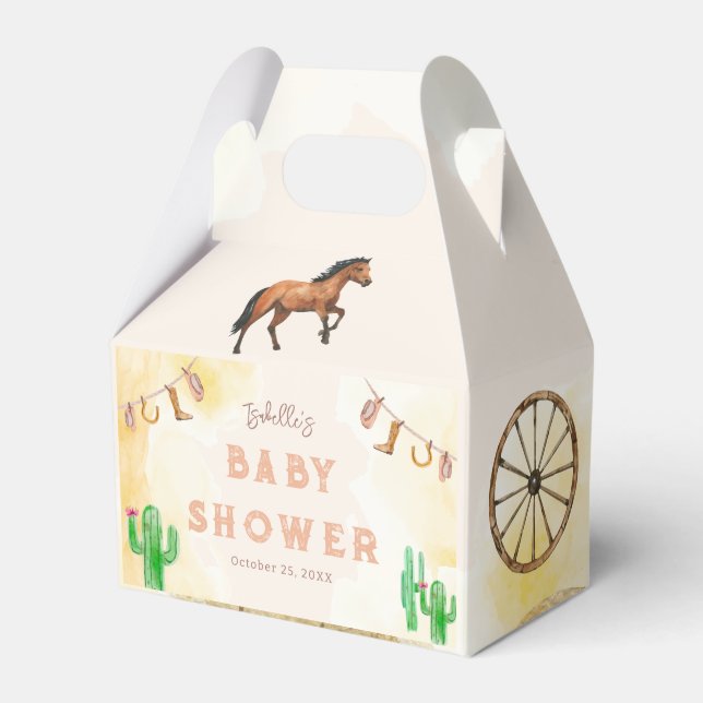 Rustic Western Watercolor Cowboy Baby Shower Favour Box (Front Side)