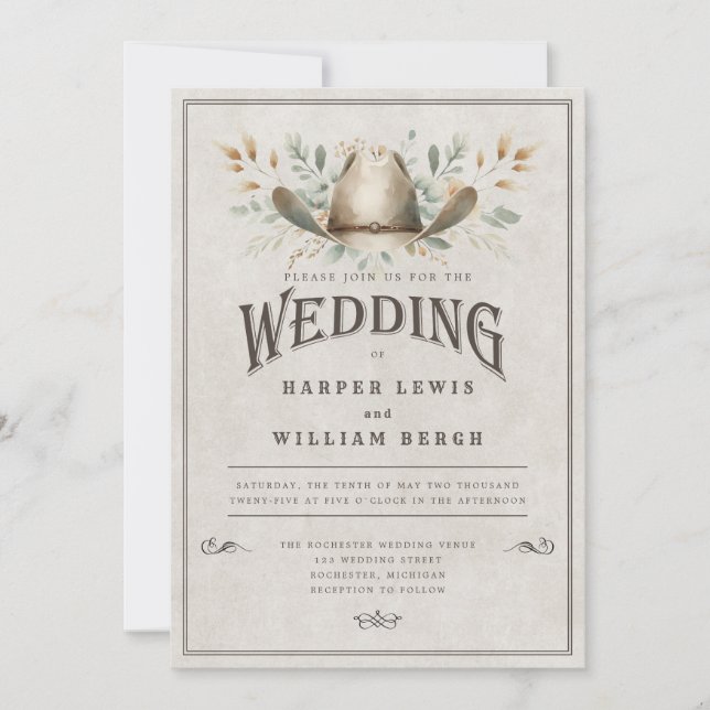 Rustic Western wedding Invitation (Front)
