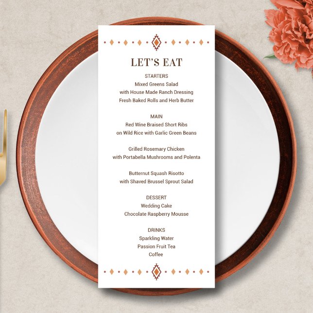 Rustic Western Wedding Menu (Rustic Western Wedding Menu Card)