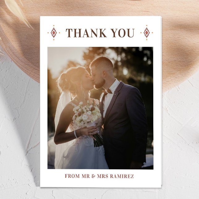 Rustic Western Wedding Photo Thank You Card (Western Wedding Photo Thank You Card)