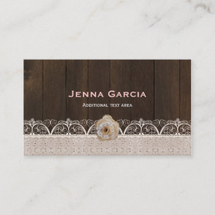 Rustic Western Wood Lace & Burlap Business Card