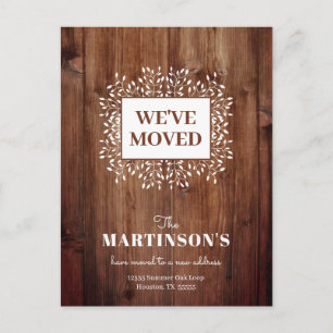Rustic We've Moved Address Change Postcard