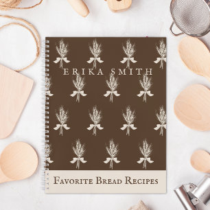 Rustic Wheat Pattern Favorite Bread Recipes Notebook