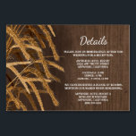 Rustic Wheat Wedding Reception Accommodation Cards<br><div class="desc">Rustic Wheat   Country Hay Wedding Reception & Hotel Accommodation Cards - include these detail cards to inform your guests of your reception location,  the reception timeline and hotel information to make planning easier.</div>