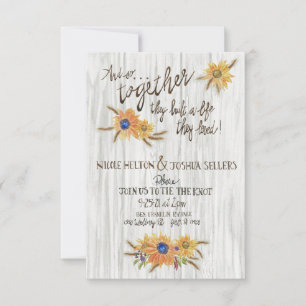 Rustic Wheated Sunflower Wedding Invitation