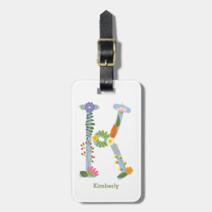Rustic Whimsical Flower Monogram (K) Luggage Tag