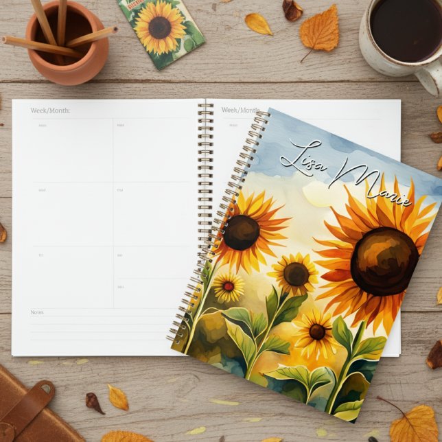 Rustic Whimsical Watercolor Sunflower Field Planner (Creator Uploaded)