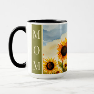 Rustic Whimsical Watercolor Sunflowers Mum Mug
