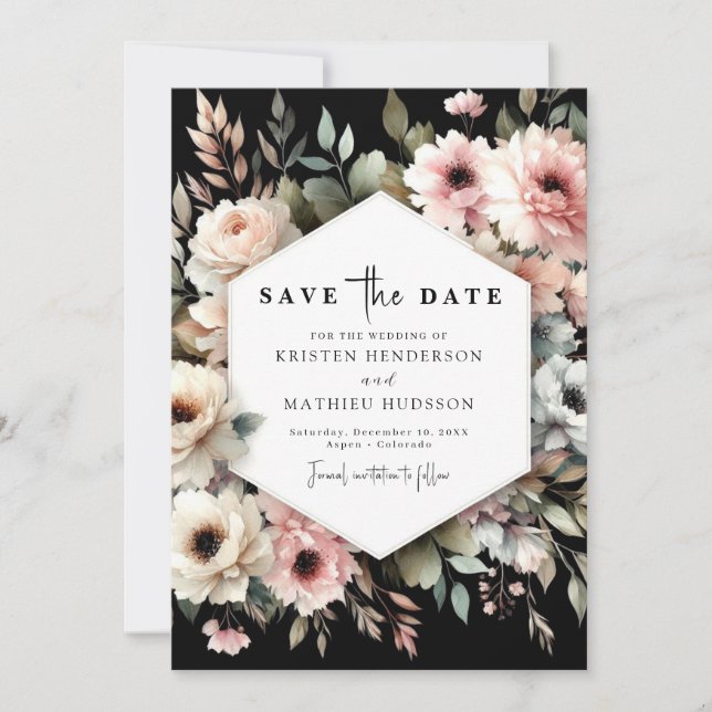 Rustic Whimsy Pink Floral Wedding Save The Date (Front)