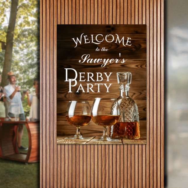 Rustic Whiskey Derby Party Welcome Poster (Rustic whiskey decanter and glasses Derby party poster - INSTANT DOWNLOAD and/or PRINTED)