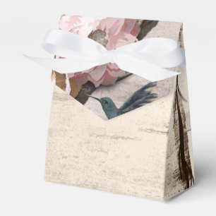 Rustic White Birch Floral & Hummingbird Party Favour Box