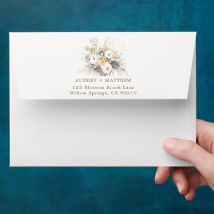 Rustic White Blooms Wedding Envelope