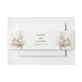 Rustic White Blooms Wedding Invitation Invitation Belly Band