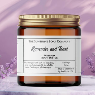 Rustic white body butter or cosmetics jar label