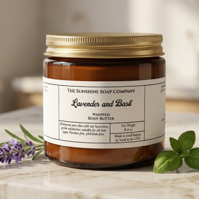 Rustic white body butter or cosmetics jar label (Creator Uploaded)