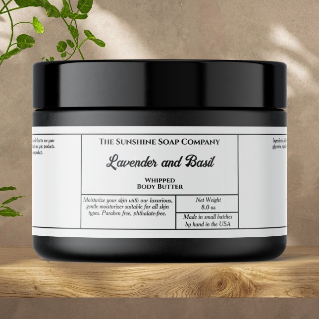 Rustic white body butter or cosmetics jar label (Creator Uploaded)