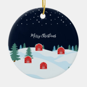 Rustic White Christmas Ceramic Tree Decoration