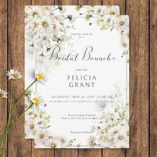 Rustic White Daisies Bridal Brunch Invitation