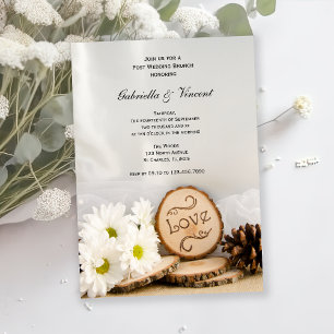 Rustic White Daisies Woodland Post Wedding Brunch Invitation