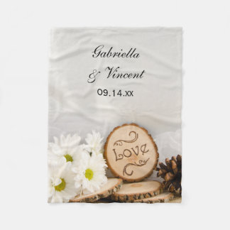 Rustic White Daisies Woodland Wedding Fleece Blanket