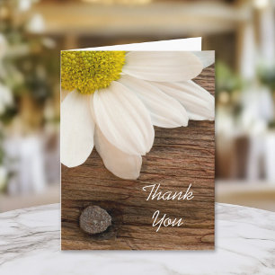 Rustic White Daisy and Brown Barn Wood Thank You