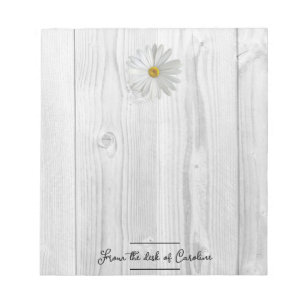 Rustic White Daisy Personalised Notepad