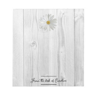 Rustic White Daisy Personalised Notepad