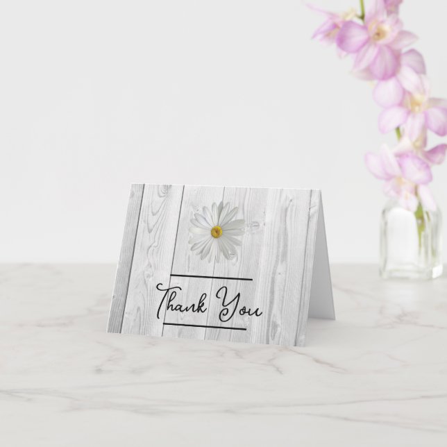 Rustic White Daisy Thank You Card (Orchid)