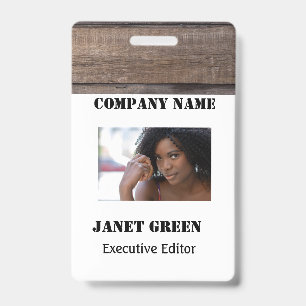 Rustic White Employee Photo ID Company Security  Badge