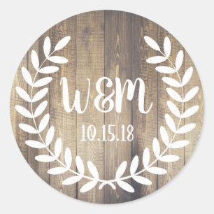 Rustic White Farmhouse Laurels Barn Wood Classic Round Sticker