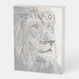 Rustic White Farmhouse Sign Psalm 91 Lion Head Art