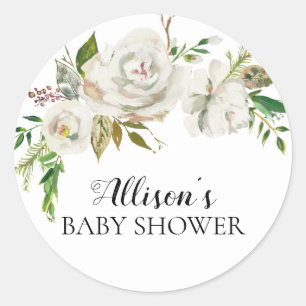 Rustic White Floral Baby Shower Envelope Seal