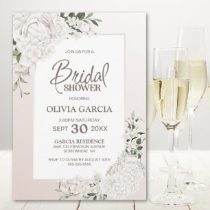 Rustic White Floral Bridal Shower Invitation