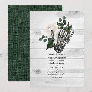 Rustic White Floral Gothic Wedding Invitation