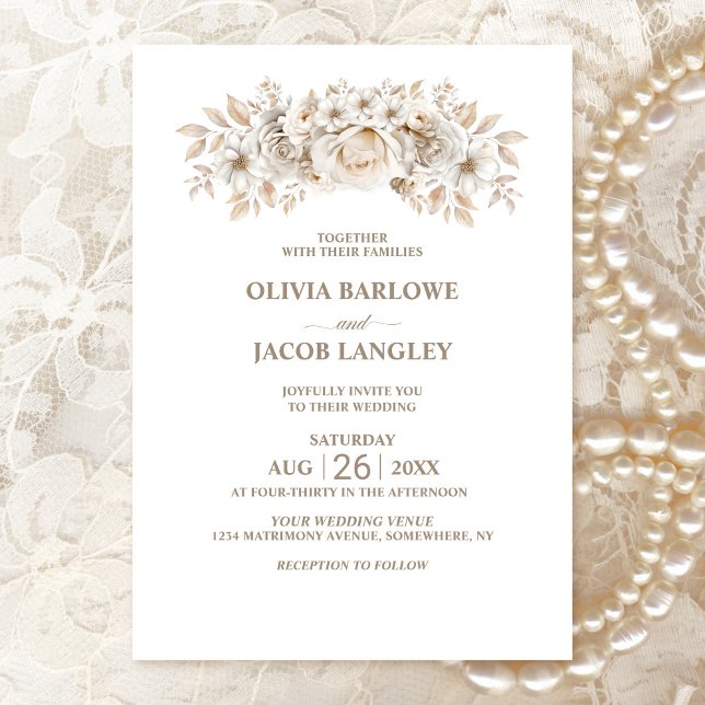 Rustic White Floral Wedding Invitation (Creator Uploaded)