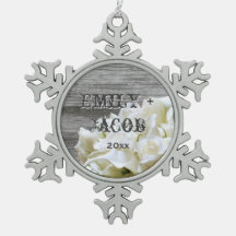 Rustic White Flowers Customised Ornament