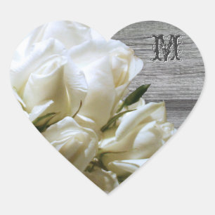 Rustic White Flowers Monogram Heart Envelope Seals